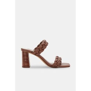 DOLCE VITA Womens Brown Paily Square Toe Block Heel Slip On Heeled Sandal 11 M
